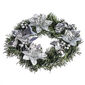 Coroniță de Crăciun cu ponsettia 25 cm, argintiu,