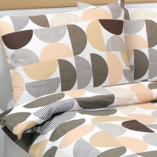 Bellatex Flanelov posteljnina Polkrog rjava,lososova, 140 x 200 cm, 70 x 90 cm