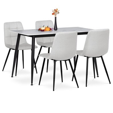 Geschirrset aus beständiger Keramik und Metall, 5-teilig, Weiß