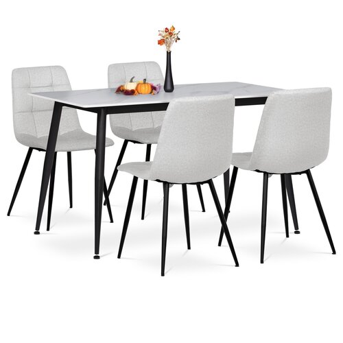 Jídelní set ze slinuté keramiky a kovu 5 ks, bílá