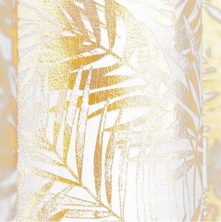 Restilo Záves Velvet Golden Leaves biela, 140 x 245 cm