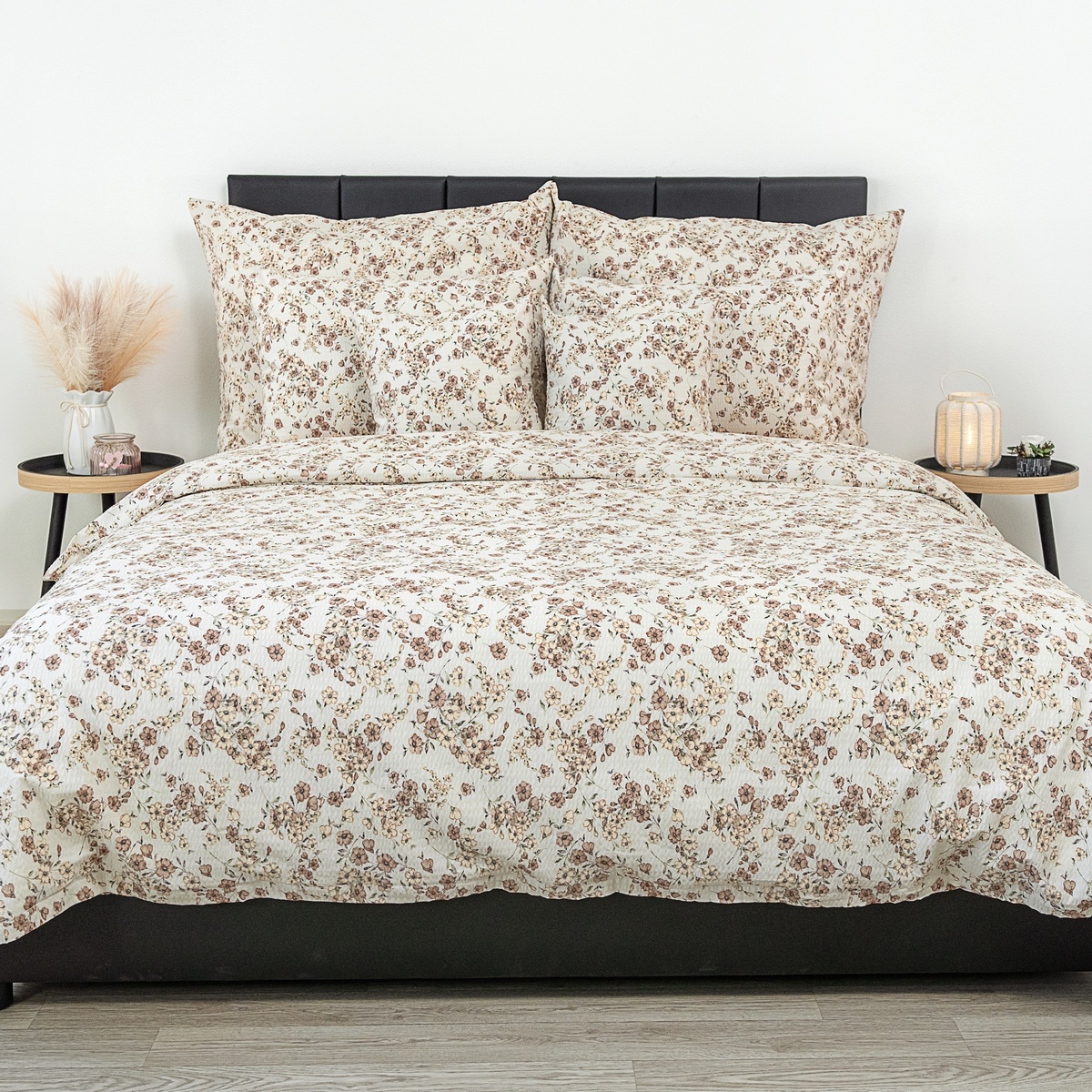 Kvalitex Pościel krepa Kvítí beżowa, 240 x 220 cm,2x 70 x 90 cm, 240 x 220 cm, 2 szt. 70 x 90 cm
