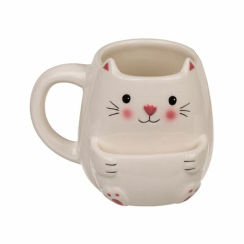 Tasse Katze mit Tasche für Kekse, 400 ml