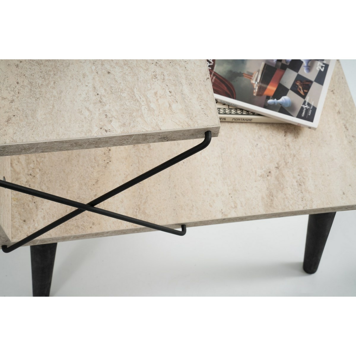 Nočný stolík Cross Travertine and Black