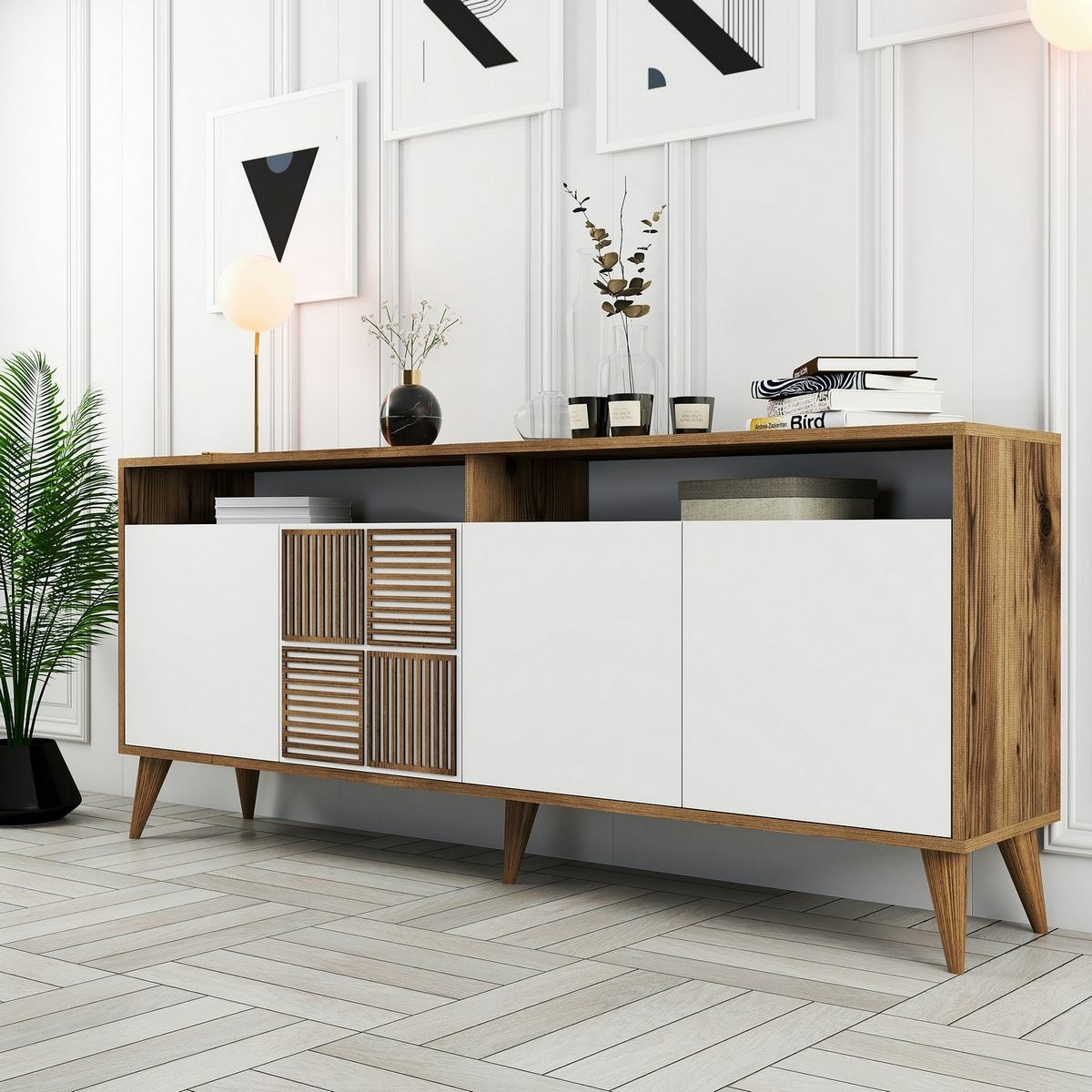 Skrinka Milan 2 Walnut and White