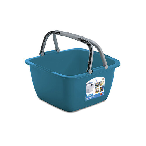 Plastično kvadratno umivalnik LUNA z ročaji, 18,5l