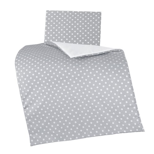 Bellatex Kinder-Kissen und Decke Set Dots grau, 75 x 100 cm, 42 x 32 cm