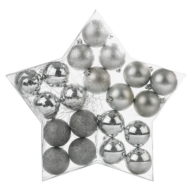 Bombki choinkowe srebrne, 20 szt.