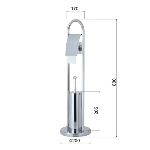 AQUALINE SB131 Samba stojan s podstavcem, WC štětkou a držákem toaletního papíru, stříbrná