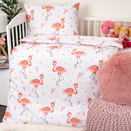 Lenjerie de bumbac pentru pătuț Flamingo, 100 x 135 cm, 40 x 60 cm
