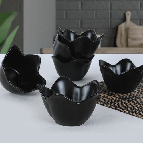 Sada 6 keramických misek Lotus 11,8 cm, černá