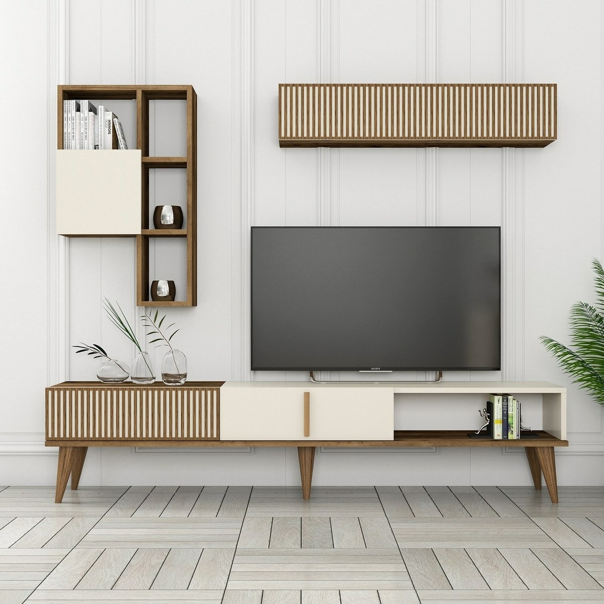 Televízna stena Milen Walnut and Cream