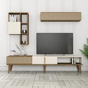 Ściana telewizyjna Milen Walnut and Cream