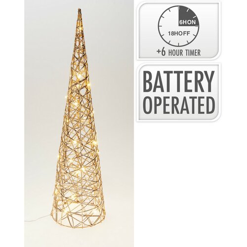 Świąteczny stożek świecący Champagne, 60 x 16 cm, 30 mikrodiod LED, na baterie