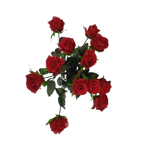 Mesterséges csokor vörös rózsák, 67 cm, 12 db