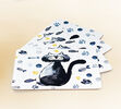 Korková podložka Mačka, 40 × 30 cm, sada 4 ks, biela + čierna, 40 x 30 cm