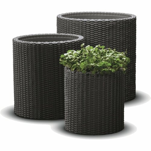 Keter set kvetináčov Cylinder S+M+L, antracitová