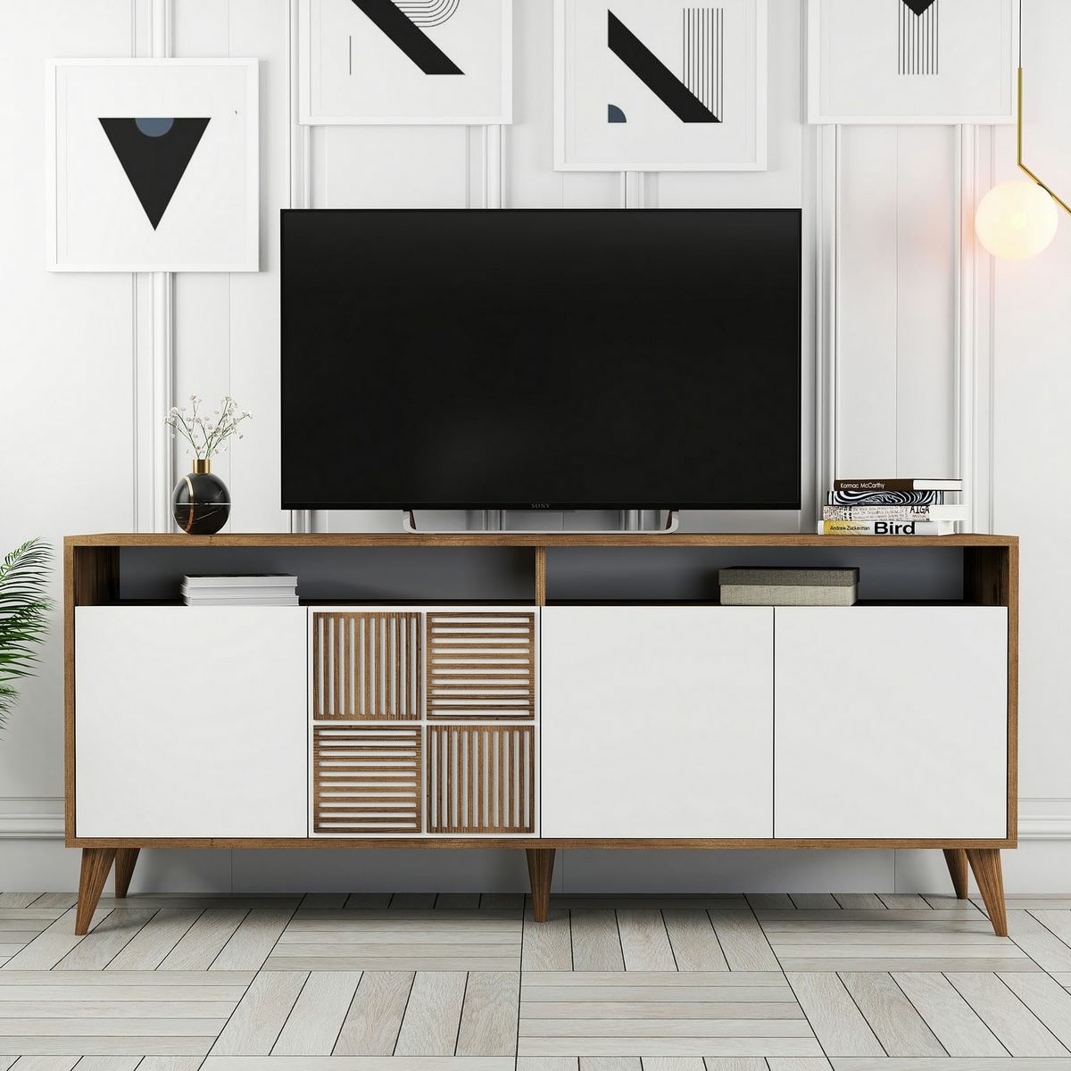 Skrinka Milan 2 Walnut and White