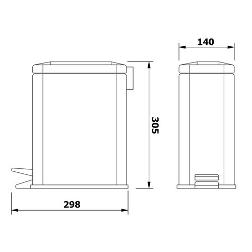 AQUALINE GAQ005 Кошик для сміття Simple lineпрямокутний 5 л, нержавіюча сталь