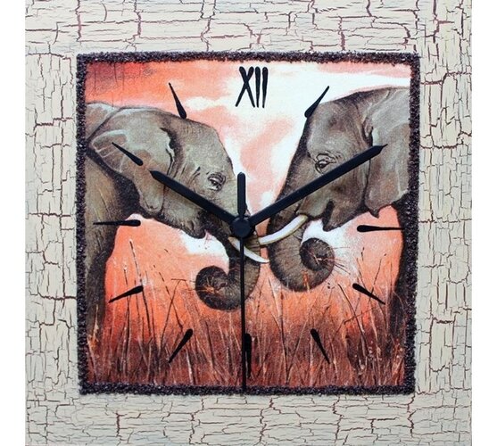Nástenné hodiny zamilovaní slony