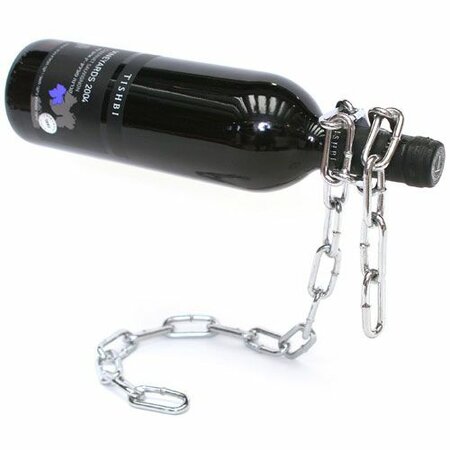 Řetězový držák na víno, stříbrná, 20 x 6 cm