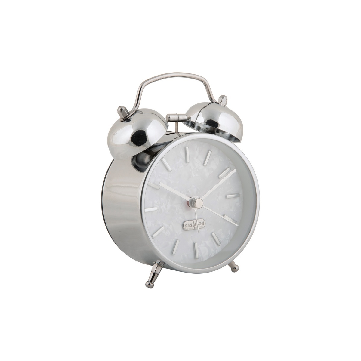 Karlsson 6009CH budzik design srebrny, średnica 12 cm
