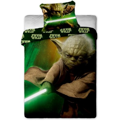 Dziecięca bawełniana pościel Star Wars Yoda, 140 x 200 cm, 70 x 90 cm