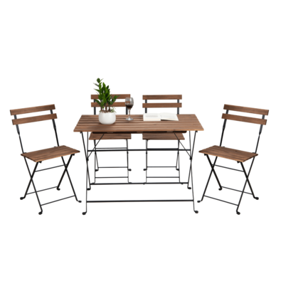 Set de grădină 1+4, acacia/negru, SEDAN TYPE 2