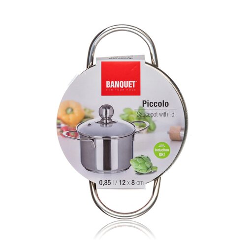 Banquet Edelstahlkasserolle mit Deckel Piccolo, 12 cm, 0,85 l