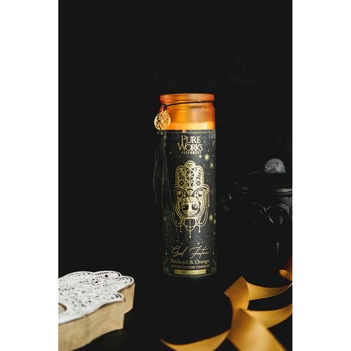 Arome Organska sveča Patchouli&amp;Orange 300 g vbarvnem visokem kozarcu s trakom