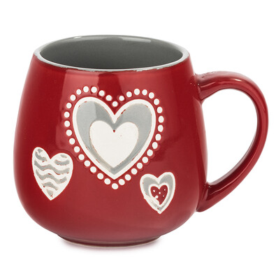 Kubek porcelanowy Serce, czerwony, 500 ml