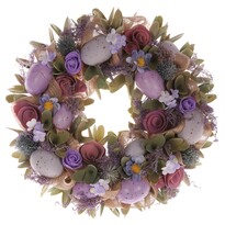 Veľkonočný veniec s ružami a vajíčkami fialová, pr. 30 cm