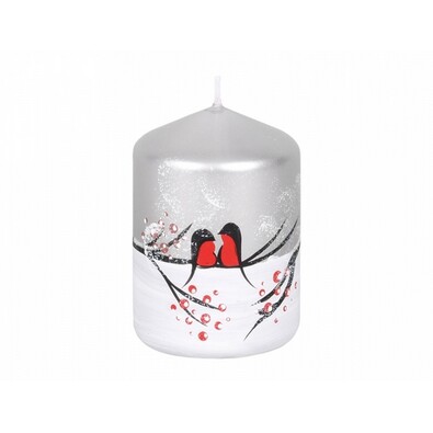 Dekoratívna sviečka Vtáci v zime, valec