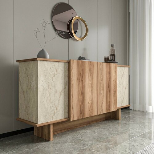 Skrinka Diana Travertine and Walnut