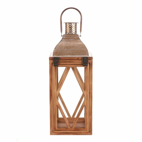 Zestaw drewnianych latarni Gineta 3 szt., brązowy