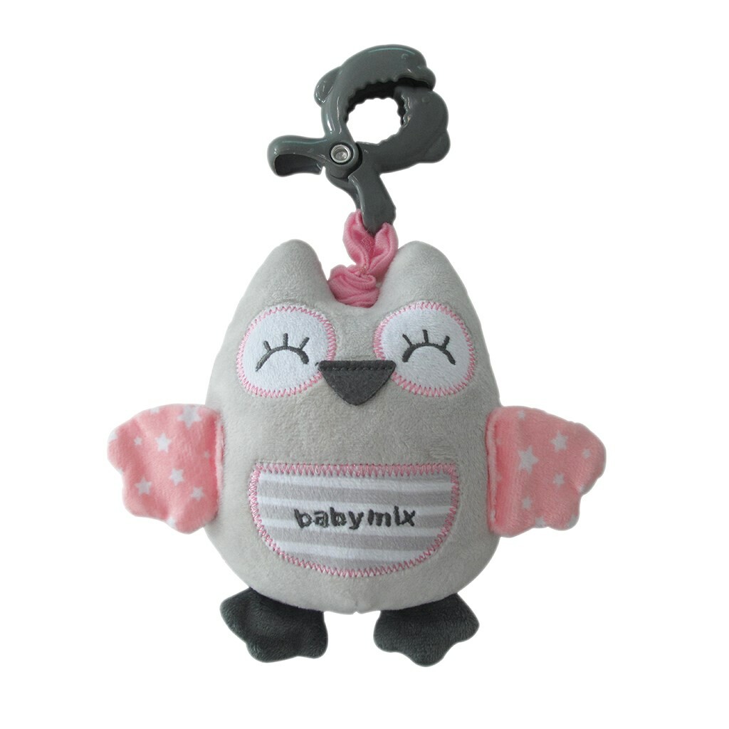 Pluszowa zabawka edukacyjna Baby Mix z klipsemSowa, różowa