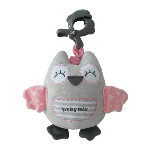 Baby Mix Oktató játék plüss játék klipsszel,bagoly, rózsaszín