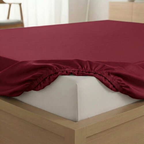Kvalitex Cearșaf din satin cu elastic, vin, 120 x200 cm