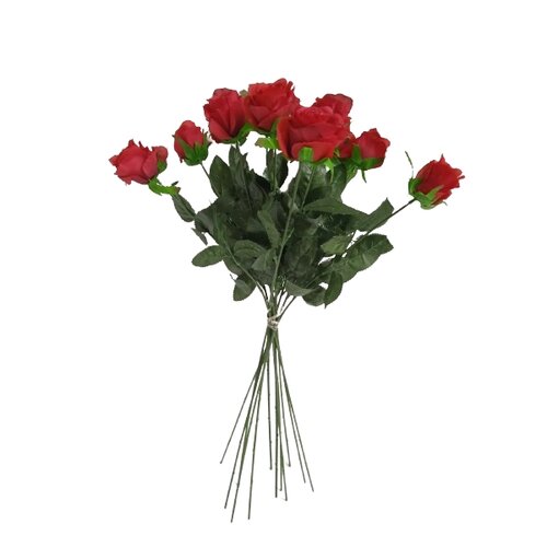 Mesterséges csokor vörös rózsák, 67 cm, 12 db