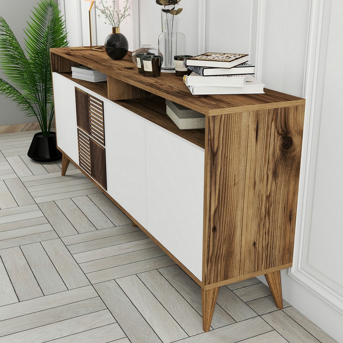 Skrinka Milan 2 Walnut and White