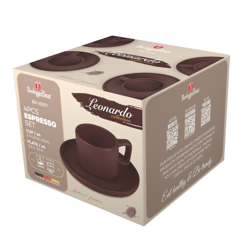BerlingerHaus Sada hrnků na espresso s podšálkem Leonardo 100 ml, 4+4 ks