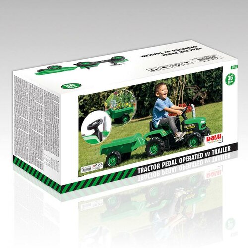 Tractor cu pedale și remorcă pentru copii Dolu verde