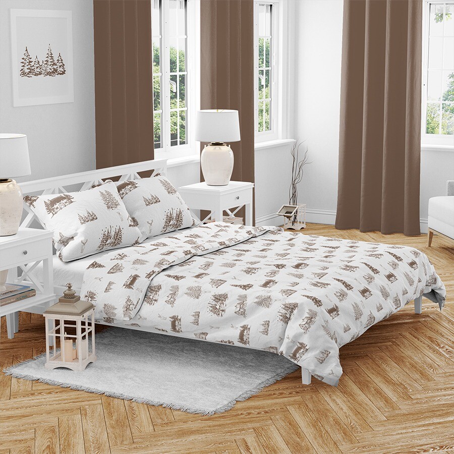 Vánoční bavlněné povlečení Zimní krajina, 140 x 200 cm, 70 x 90 cm