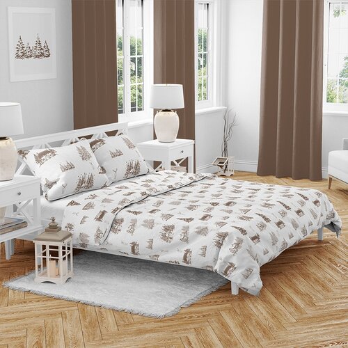 Weihnachtsbettwäsche aus Baumwolle „Winterlandschaft“, 140 x 200 cm, 70 x 90 cm