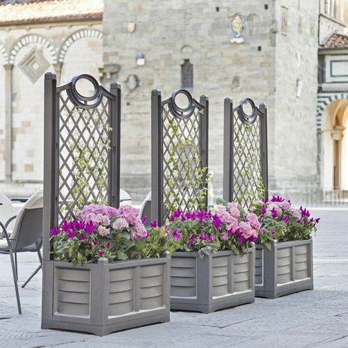 Jardinieră cu volum mare și suport ornamental Bama Separe capuccino, 80 x 150 x 42,5 cm