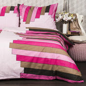Lenjerie pat 1 pers. Stripe Pink din bumbac , 140 x 200 cm, 70 x 90 cm