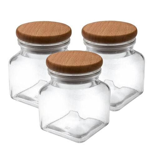 Orion 3-delni set posod z lesenim pokrovom, 0,12 l