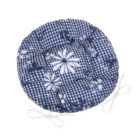 Bellatex DITA kocka virággal kerek steppeltszékpárna  kék, 40 cm, 40 cm
