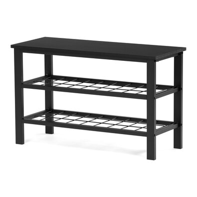 Raft pentru pantofi cu 2 rafturi, negru