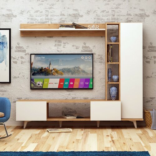 Stolik pod telewizor Rambuty Oak and White
